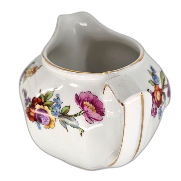 Z.S & Co. Bavaria White Porcelain Creamer Floral Gold Trim - Picture 5 of 8